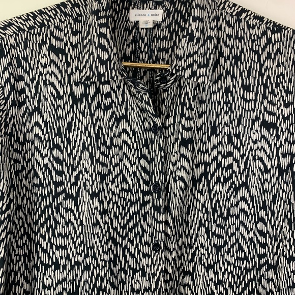 Silence + Noise Black Print Button Up Midi Dress - Picture 4 of 9